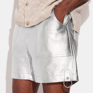 Coach Silver Lambskin leather‎ metallic Men's Shorts size 34
